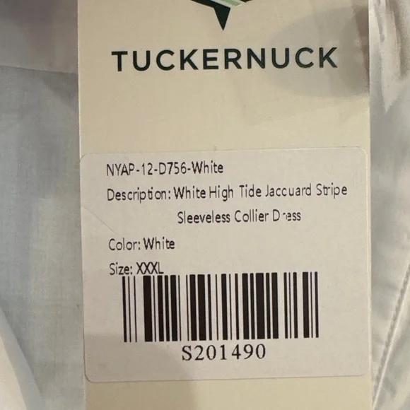 Tuckernuck White High Tide Collared Dress with Black/ Navy Hem Pattern XXXL NWT - Picture 2 of 11